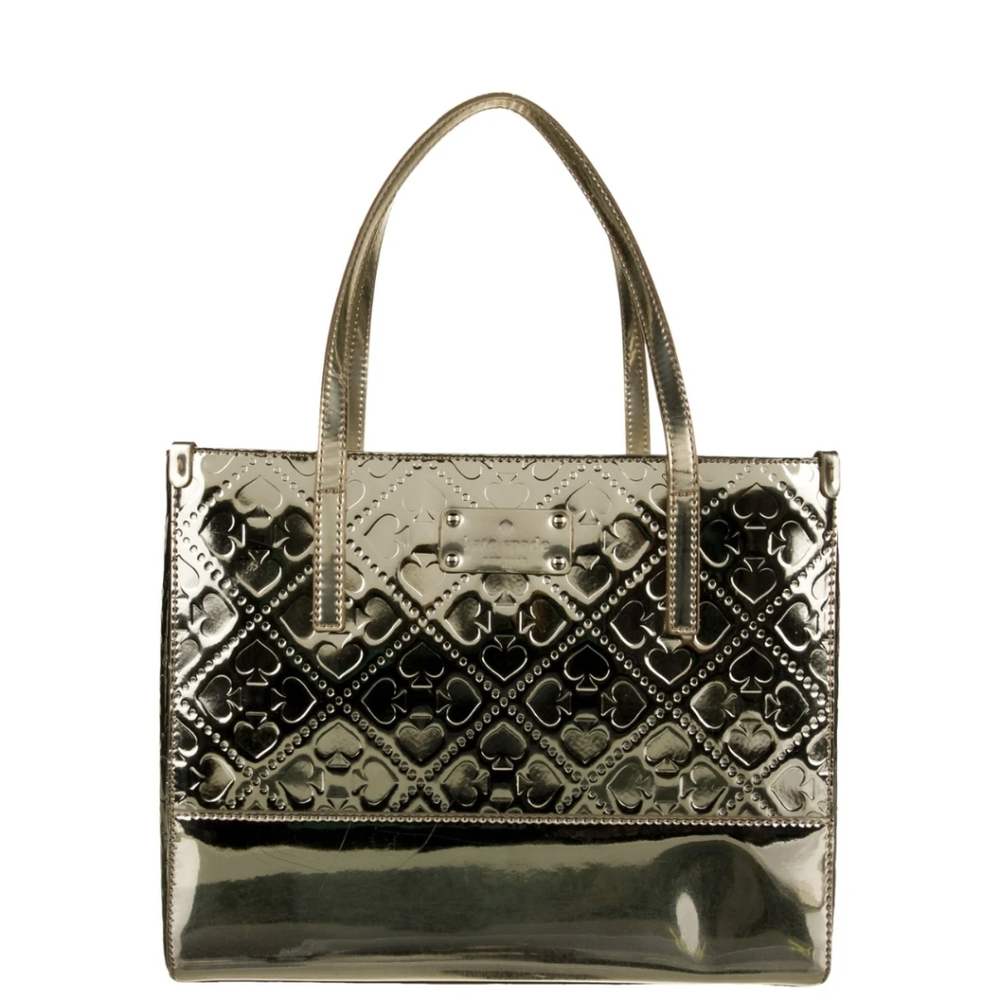 Kate Spade New York Gold Patent Leather Tote Bag.